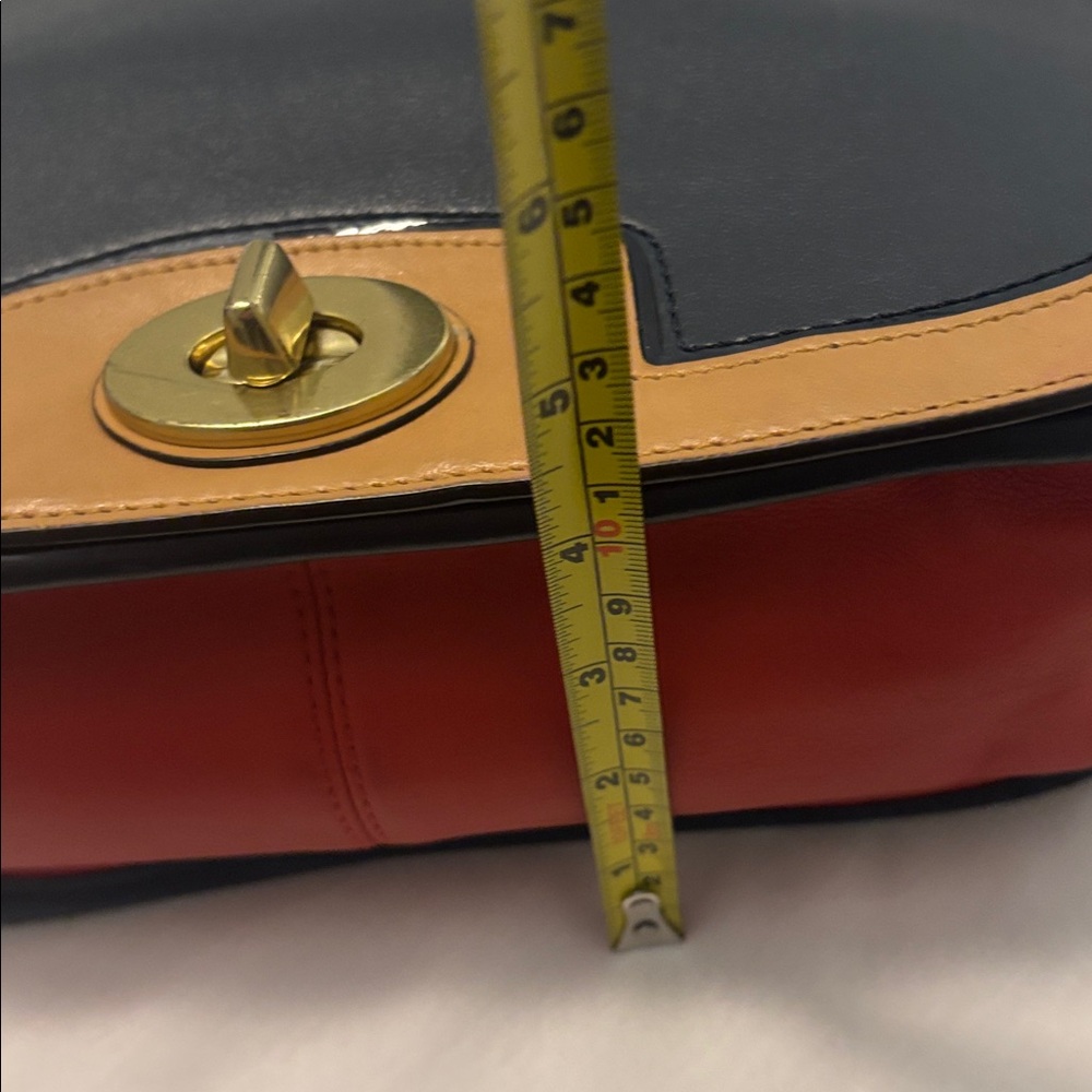 VTG Coach Patricia Legacy crossbody blue, orange & tan leather w/tassel turnlock - Picture 13 of 16